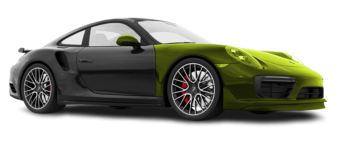 Two-tone Porsche 911 Turbo in black and green | PPF Manufacturer | Apeax
