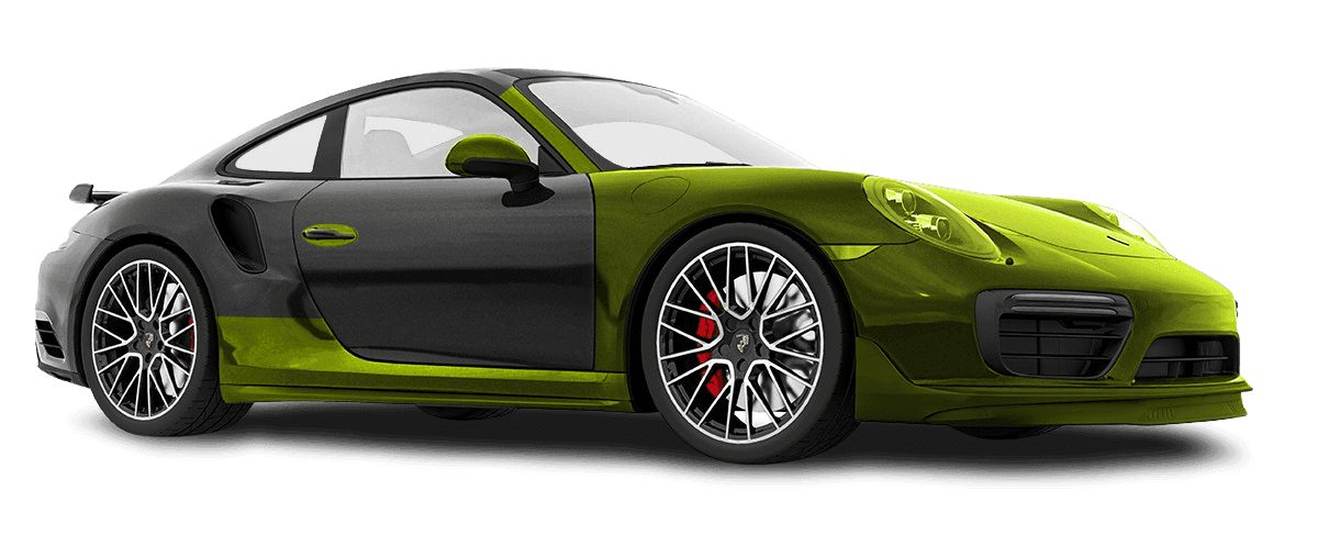 Two-tone Porsche 911 Turbo in green and black | PPF Manufacturer | Apeax