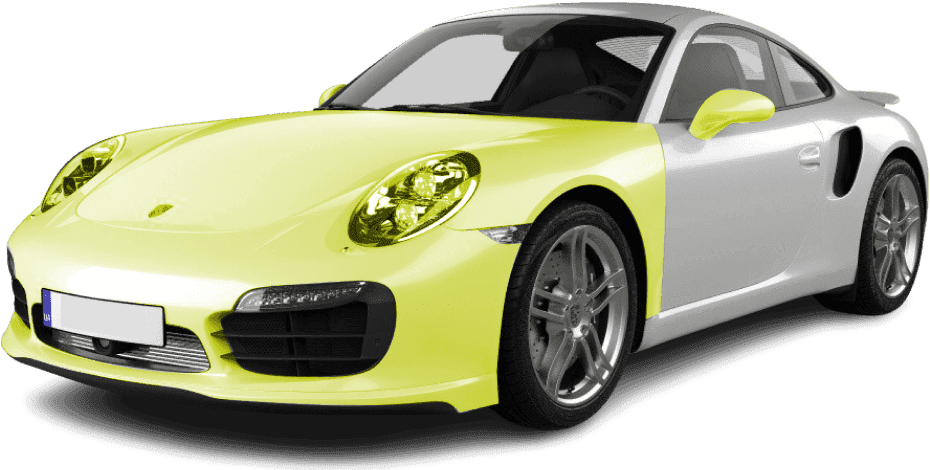 Two-tone Porsche 911 in yellow and silver | PPF Manufacturer | Apeax